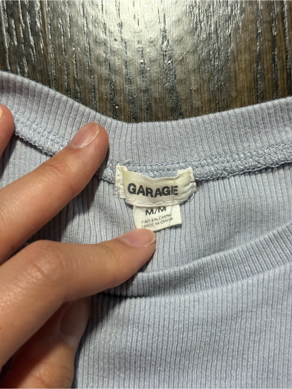Garage Light blue Ribbed Crew Neck Top - Picture 3 of 3